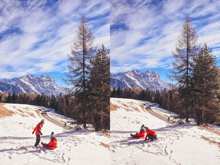 weekend ski trip to cortina d’ampezzo, ITALY! more photos in the journal! https://greymoss.com/cortina-italy-su…sunrise-sledding