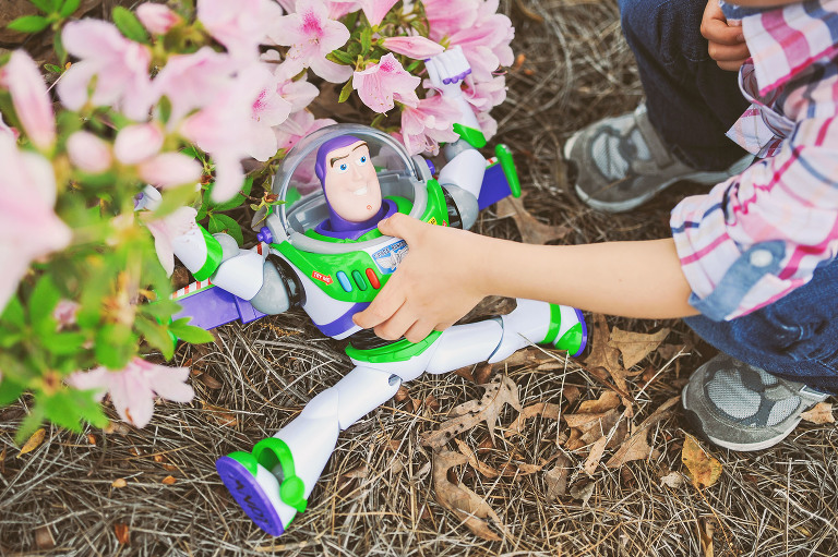 GREY MOSS : pink flowers & buzz lightyear! more photos in the journal! https://greymoss.com/pink-flowers-buzz-lightyear