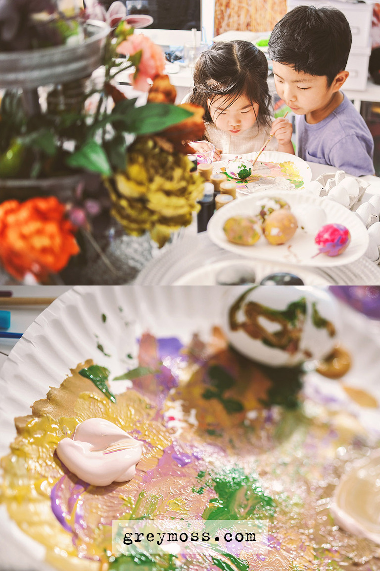 painting easter eggs with kids! more photos in the journal! https://greymoss.com/painting-easter-eggs-with-kids/