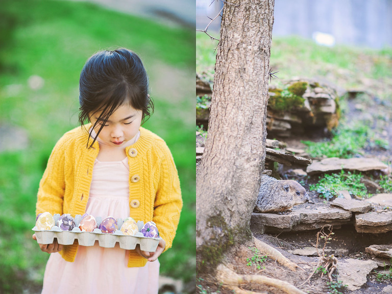 easter egg hunt with a BEAVER + painted floral eggs! more photos in the journal! https://greymoss.com/easter-egg-hunt-with-a-beaver/
