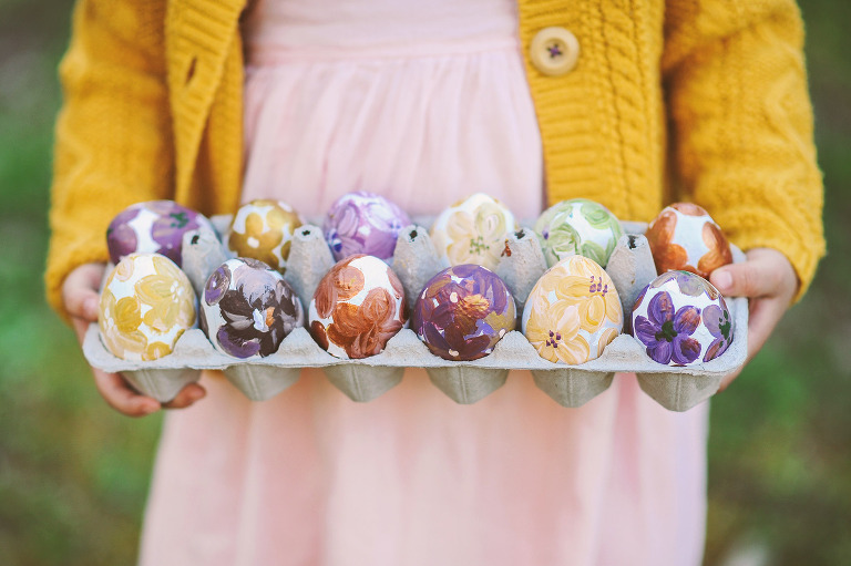 easter egg hunt with a BEAVER + painted floral eggs! more photos in the journal! https://greymoss.com/easter-egg-hunt-with-a-beaver/
