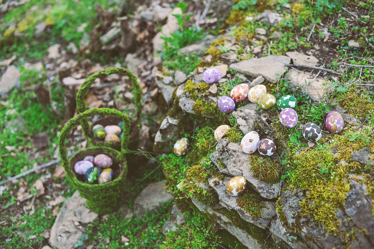 easter egg hunt with a BEAVER + painted floral eggs! more photos in the journal! https://greymoss.com/easter-egg-hunt-with-a-beaver/