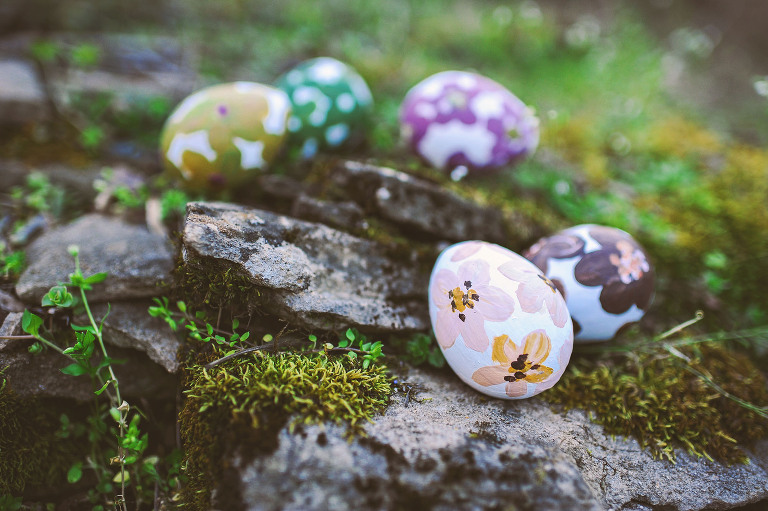 easter egg hunt with a BEAVER + painted floral eggs! more photos in the journal! https://greymoss.com/easter-egg-hunt-with-a-beaver/