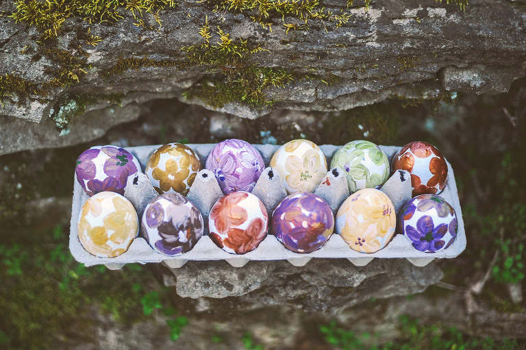 easter egg hunt with a BEAVER + painted floral eggs! more photos in the journal! https://greymoss.com/easter-egg-hunt-with-a-beaver/