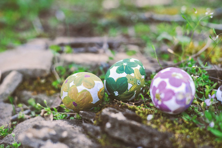 easter egg hunt with a BEAVER + painted floral eggs! more photos in the journal! https://greymoss.com/easter-egg-hunt-with-a-beaver/