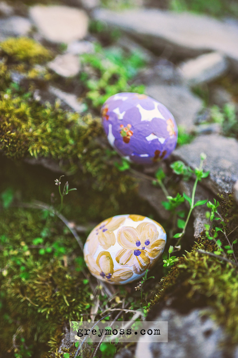 easter egg hunt with a BEAVER + painted floral eggs! more photos in the journal! https://greymoss.com/easter-egg-hunt-with-a-beaver/