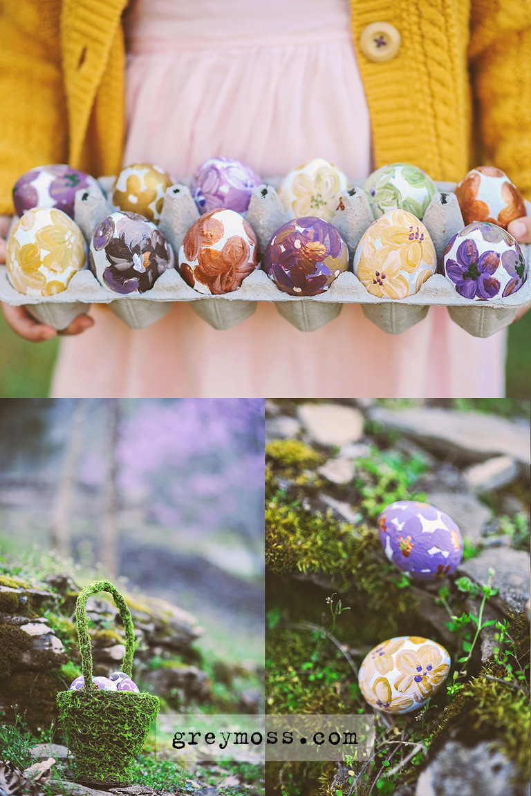 easter egg hunt with a BEAVER + painted floral eggs! more photos in the journal! https://greymoss.com/easter-egg-hunt-with-a-beaver/