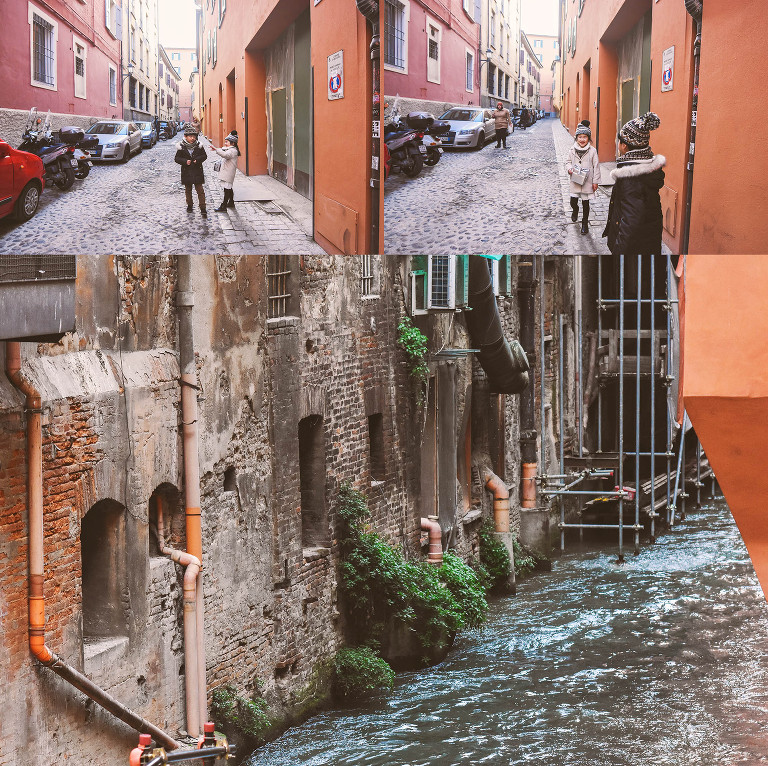 Eating bolognese pasta + visiting charming canals in Bologna, Italy! More photos: https://greymoss.com/bolognese-pasta-canals-in-bologna-italy/