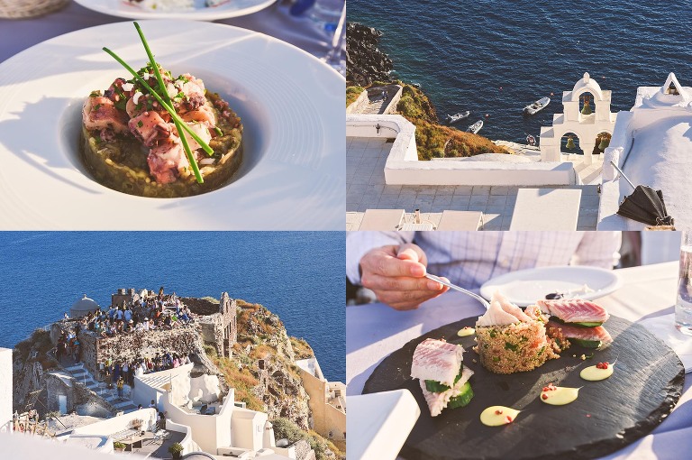 sunset dinner in santorini, greece! more photos in the journal: https://greymoss.com/santorini-greece-arrival-spectacular-sunset/ 